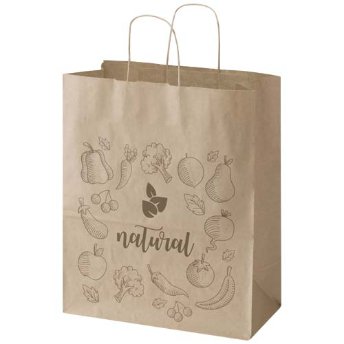 Sac papier kraft personnalisé avec poignées torsadées Marron kraft
